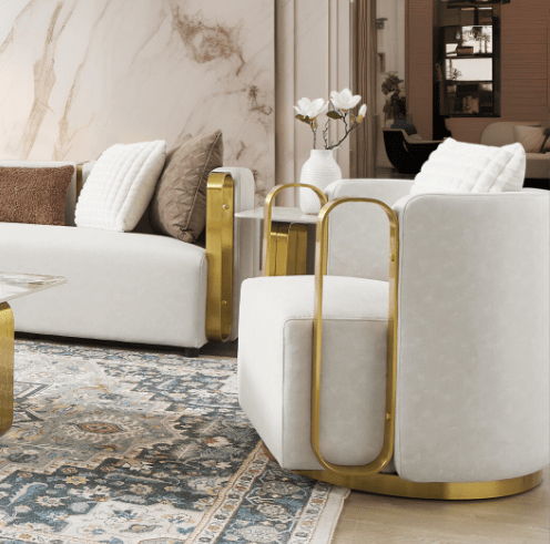 HD-3156 - Chair - White / Gold