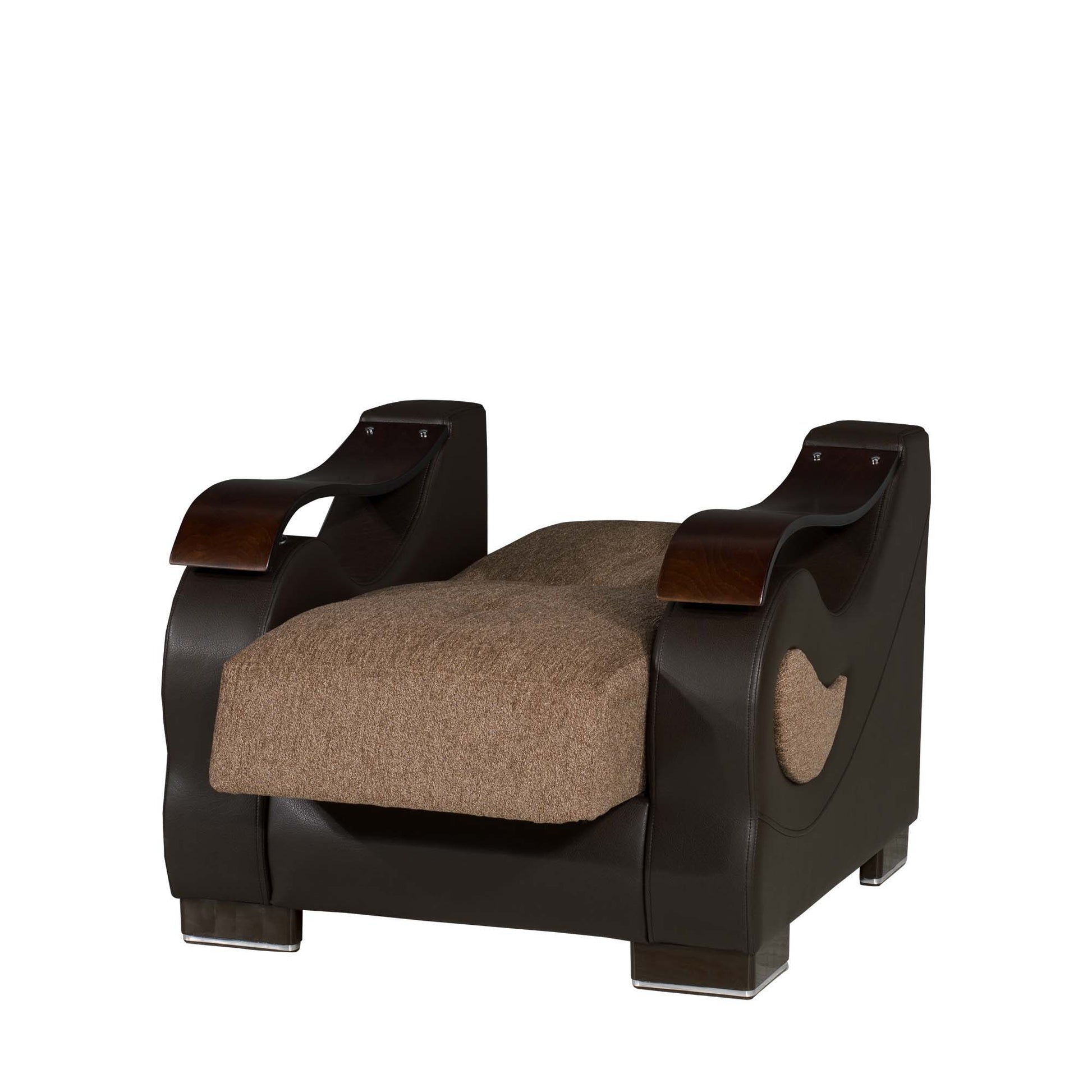 Ottomanson Metroplex - Upholstered Convertible Armchair With Storage - Brown