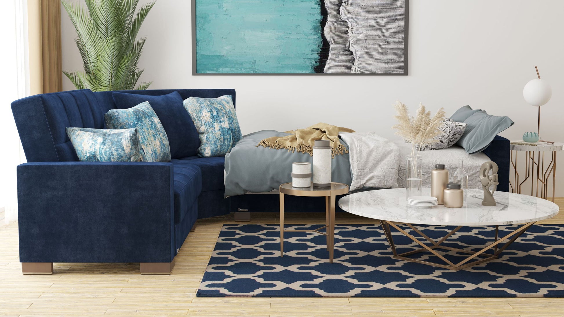 Ottomanson Armada - Upholstered Convertible Sectional With Storage - Microfiber