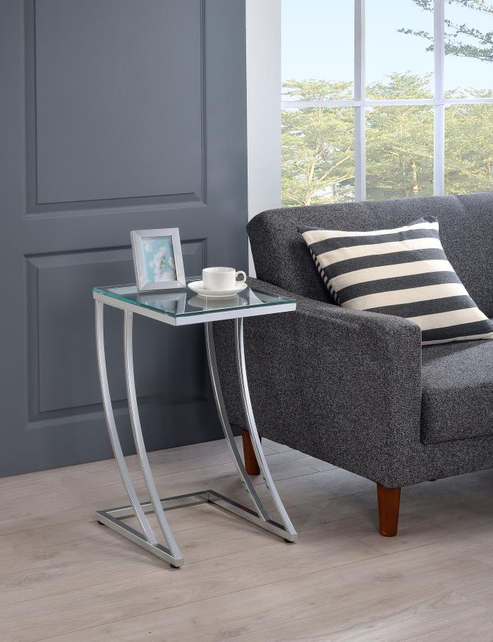 Cayden - Rectangular Glass Top Sofa Side Table - Chrome