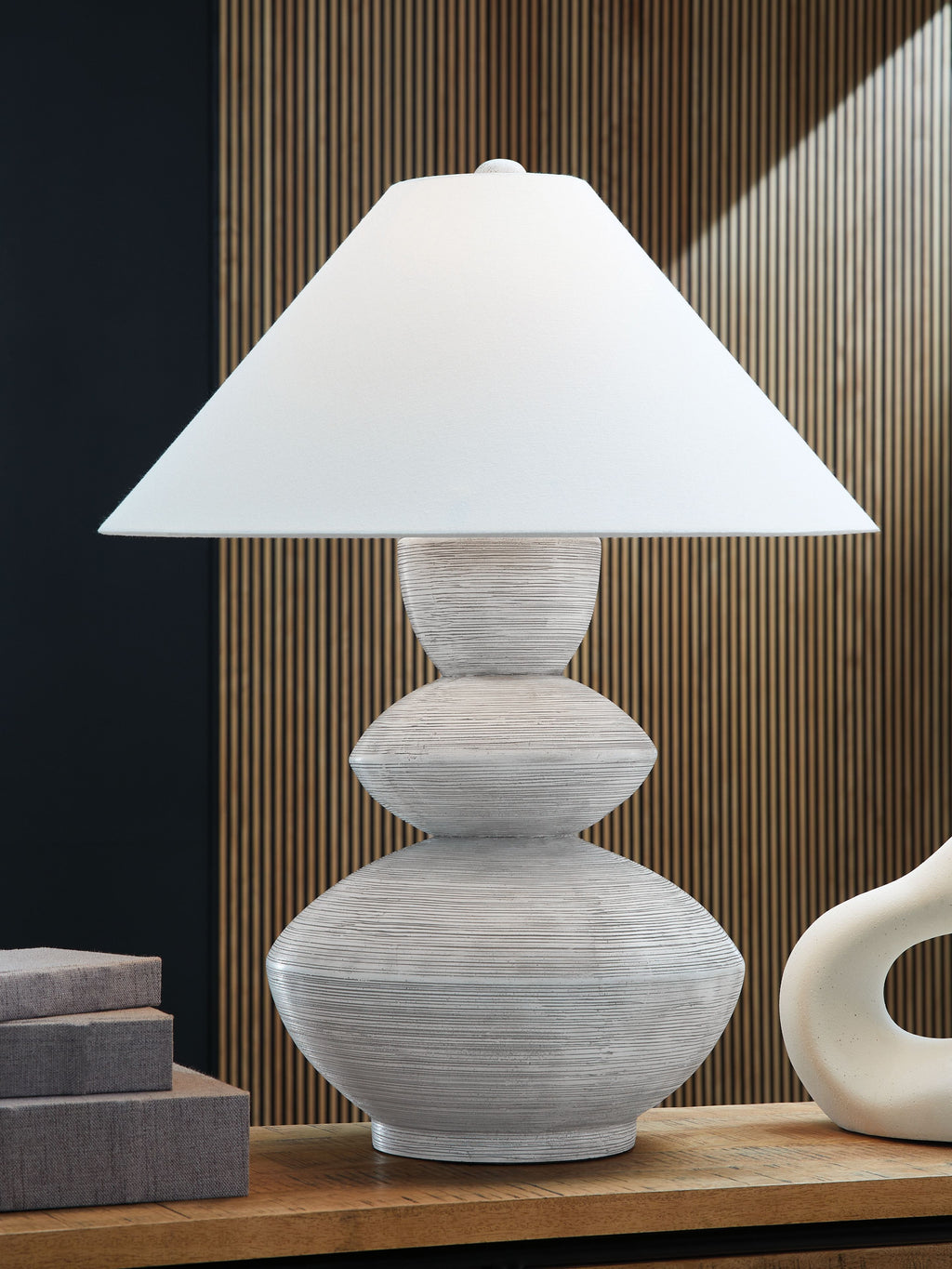 Brickdon - Distressed White - Poly Table Lamp