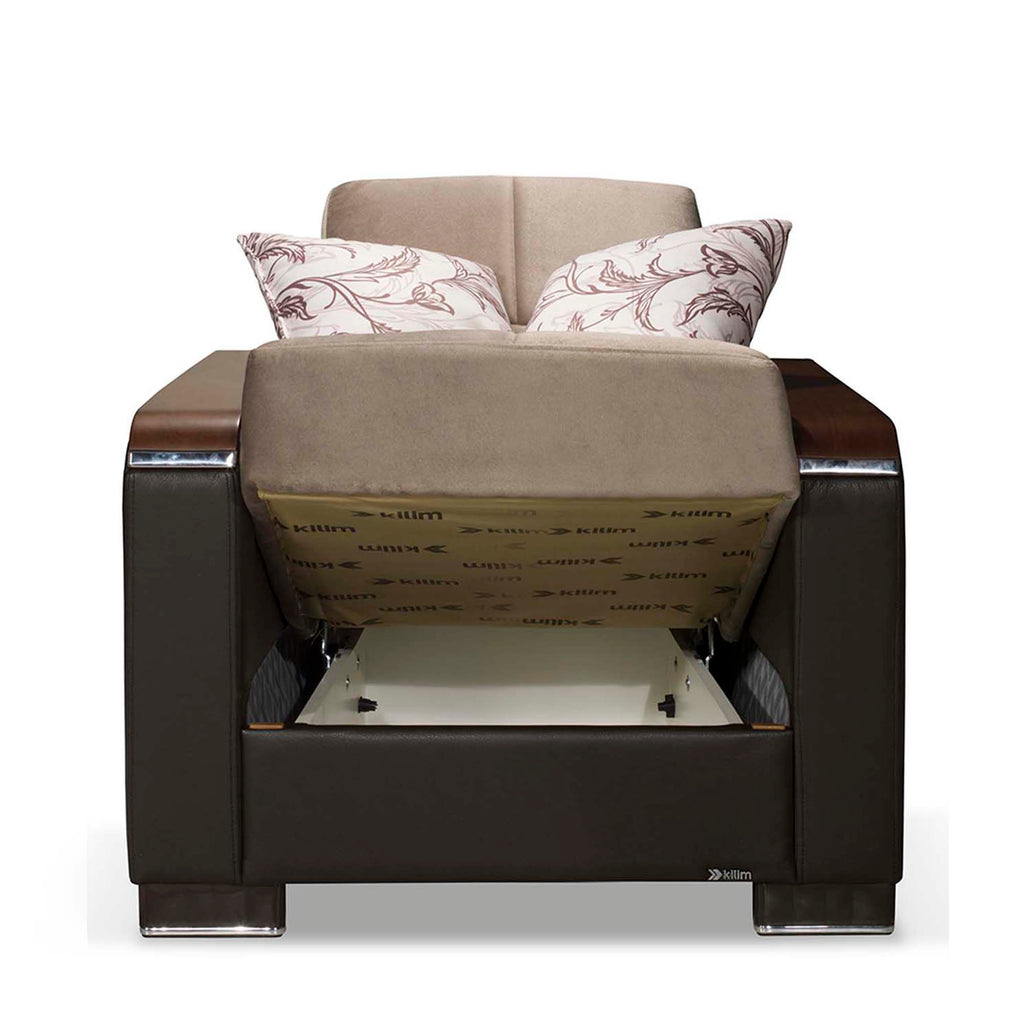 Ottomanson Armada X - Upholstered Convertible Wood Trimmed Armchair With Storage