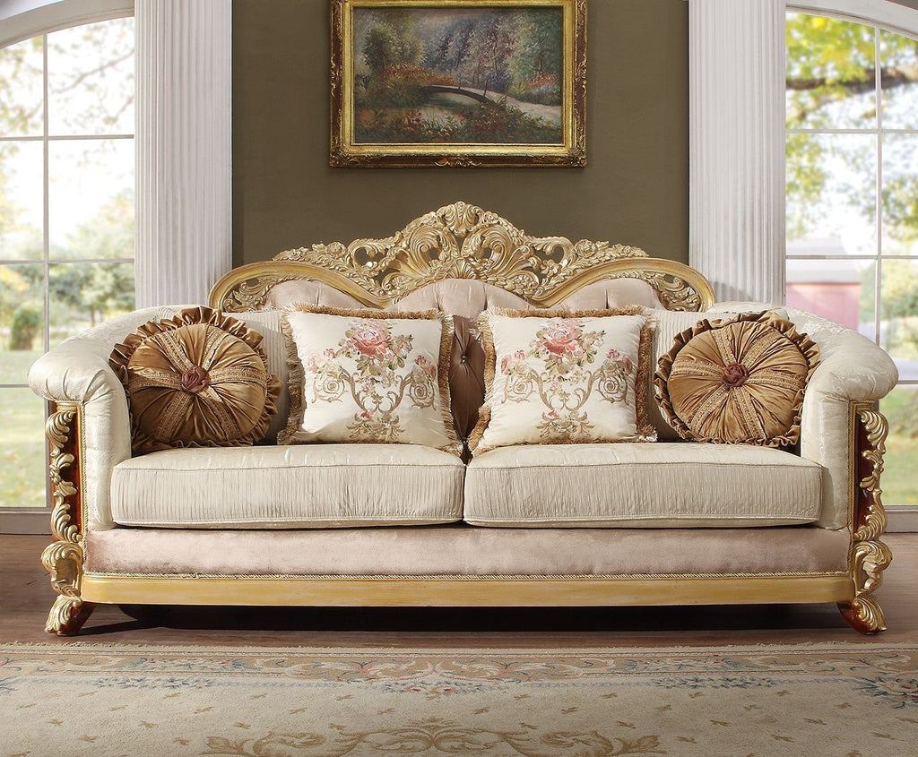 HD-821 - 3 Piece Sofa Set - Cedar Red With Gold Highlight