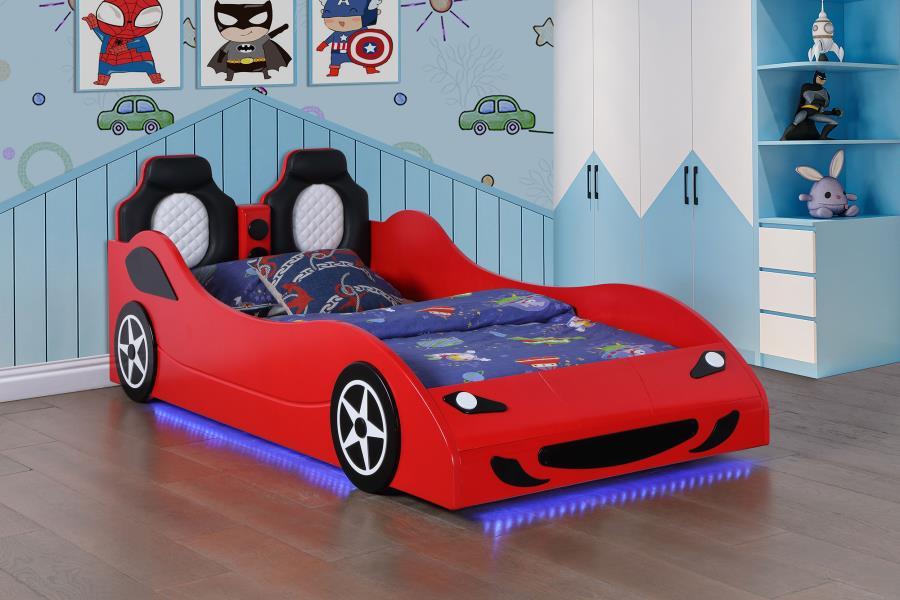Cruiser - Wood LED Race Car Bed And 7" Mattress