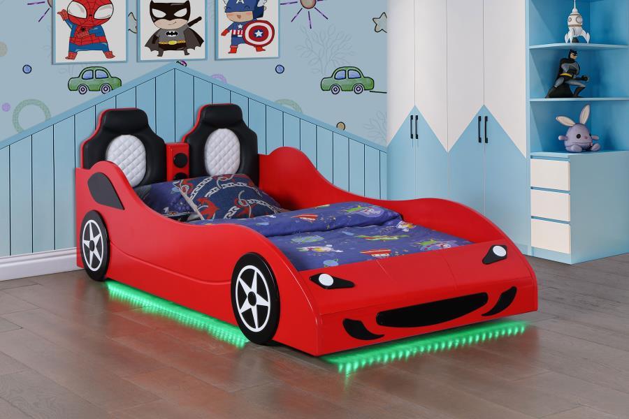 Cruiser - Wood LED Race Car Bed And 7" Mattress