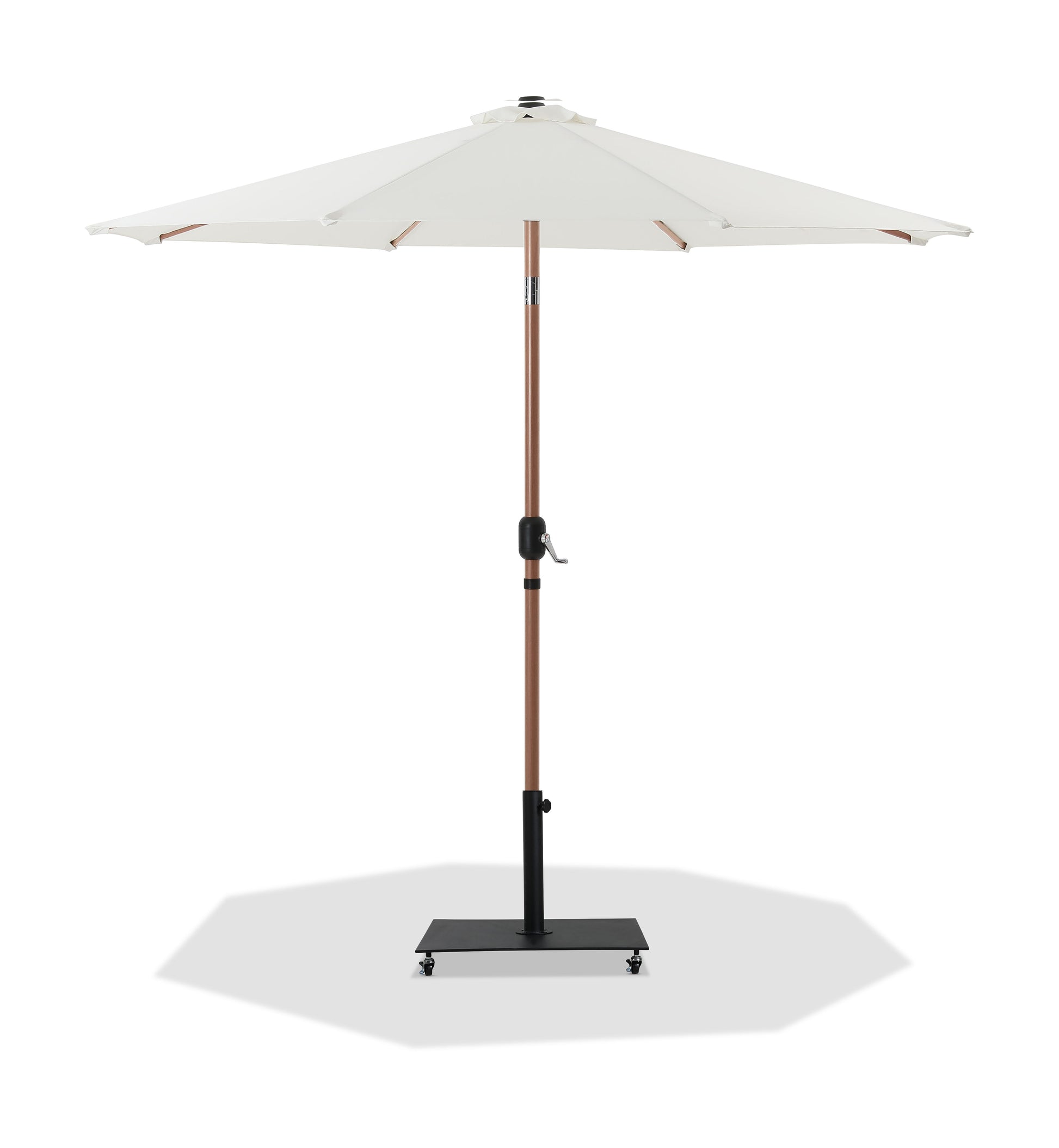 Fiji - Aluminum Patio Umbrella With Square Black And Teak Base