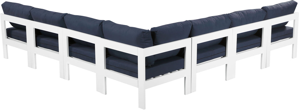 Nizuc - Outdoor Patio 7 Piece Modular Sectional With White Frame