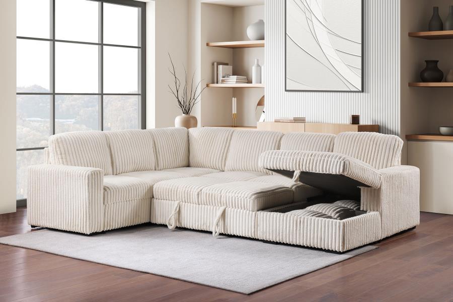 Devonshire - Sleeper Sectional Sofa Storage Chaise - Camel