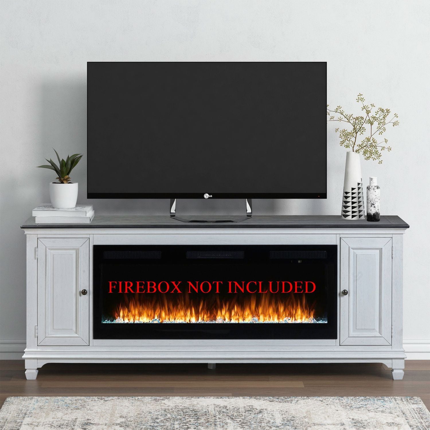 Fireplace TV Consoles - 80" Fireplace TV Console - White