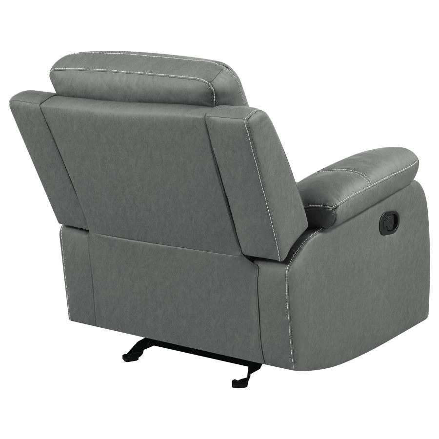 Nova - Upholstered Padded Arm Glider Recliner - Dark Gray