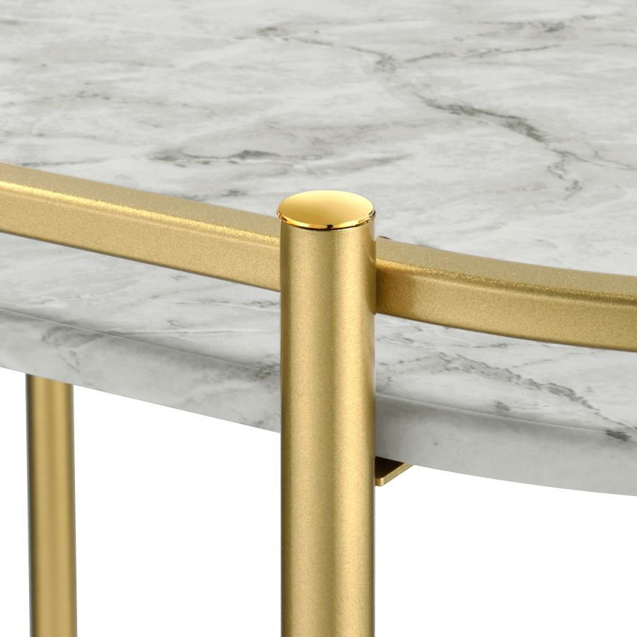 Desiree - 2-Tier Faux Marble Shelf Metal Bar Cart