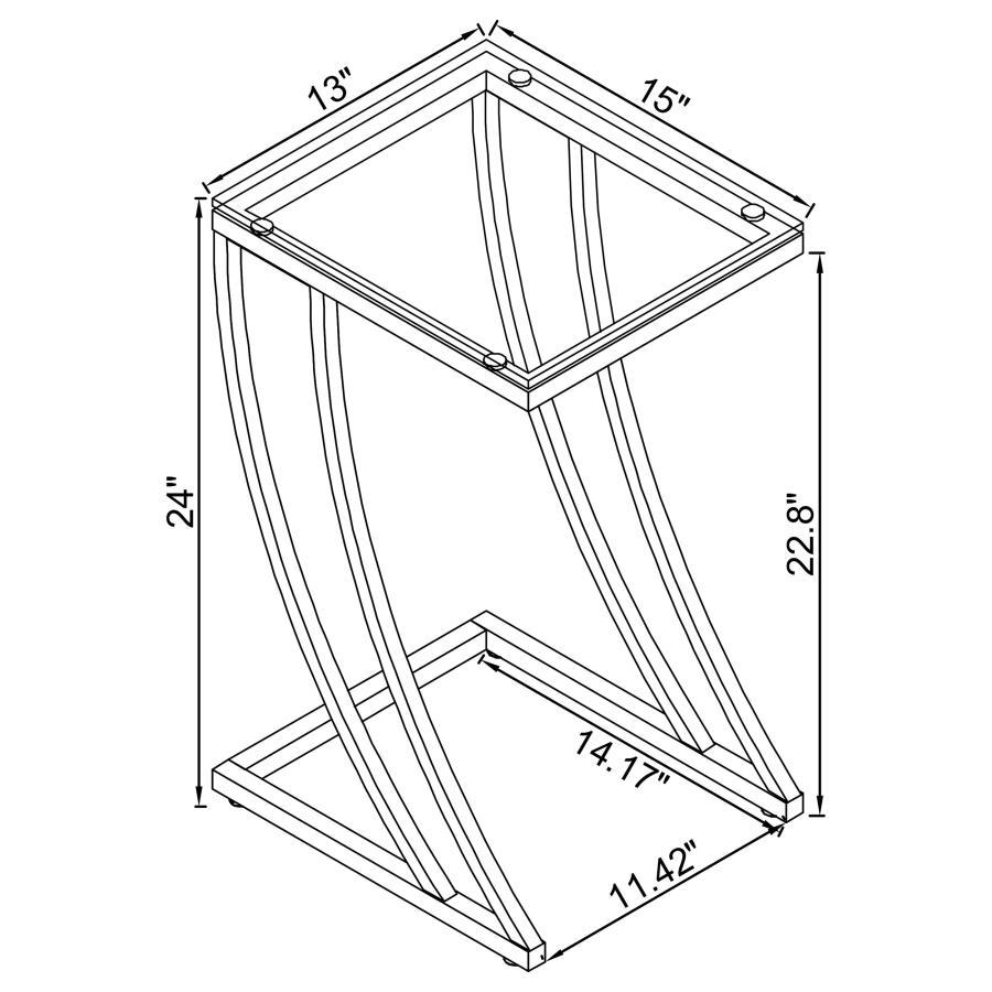 Cayden - Rectangular Glass Top Sofa Side Table - Chrome