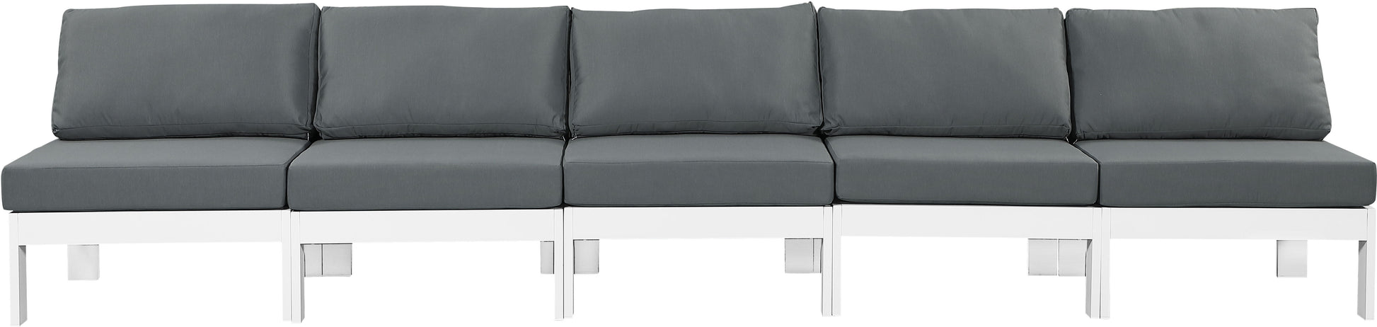 Nizuc - Outdoor Patio 5 Seat Modular Armless Sofa With White Frame