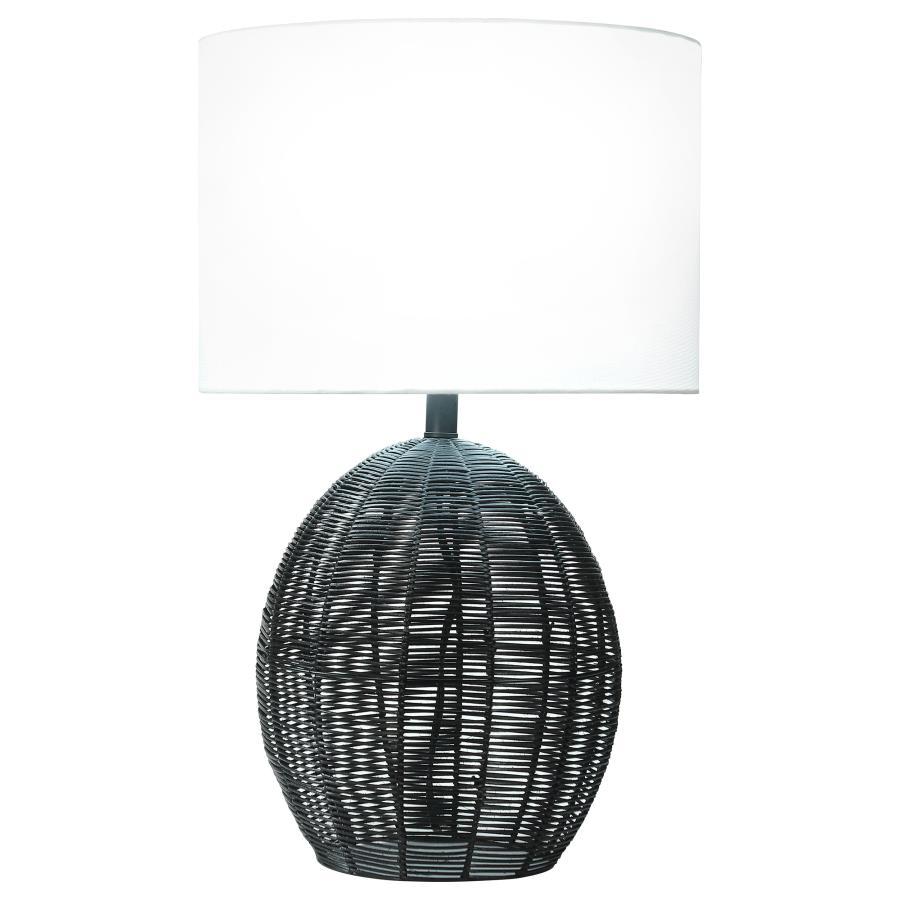 Indio - Drum Shade Handwoven Rattan Table Lamp - Black