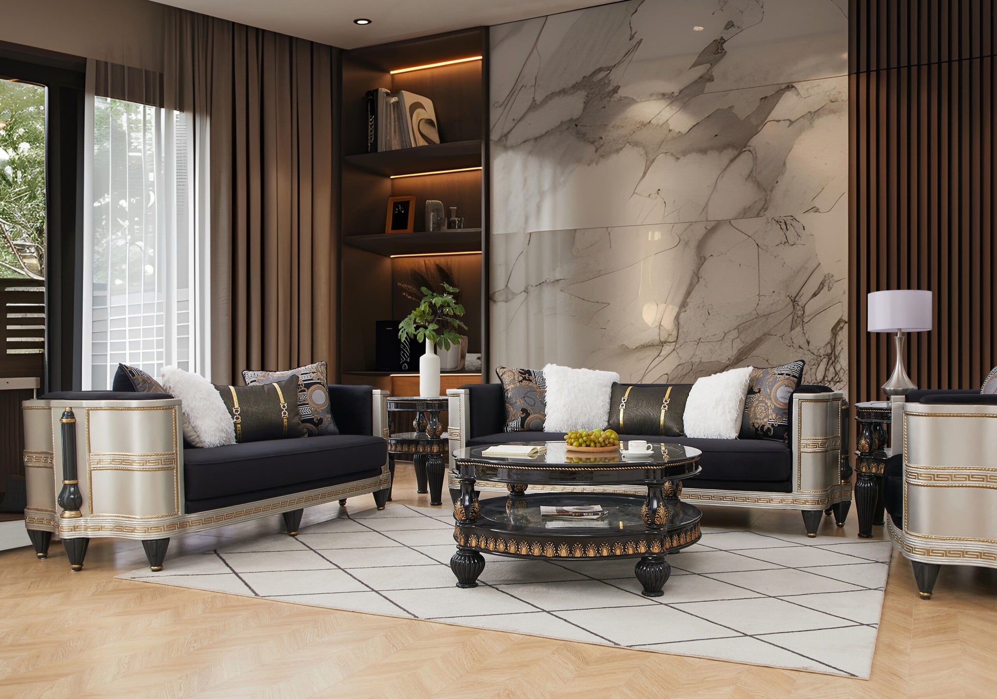 HD-9042 - 3 Piece Set - Silver / Black / Gold