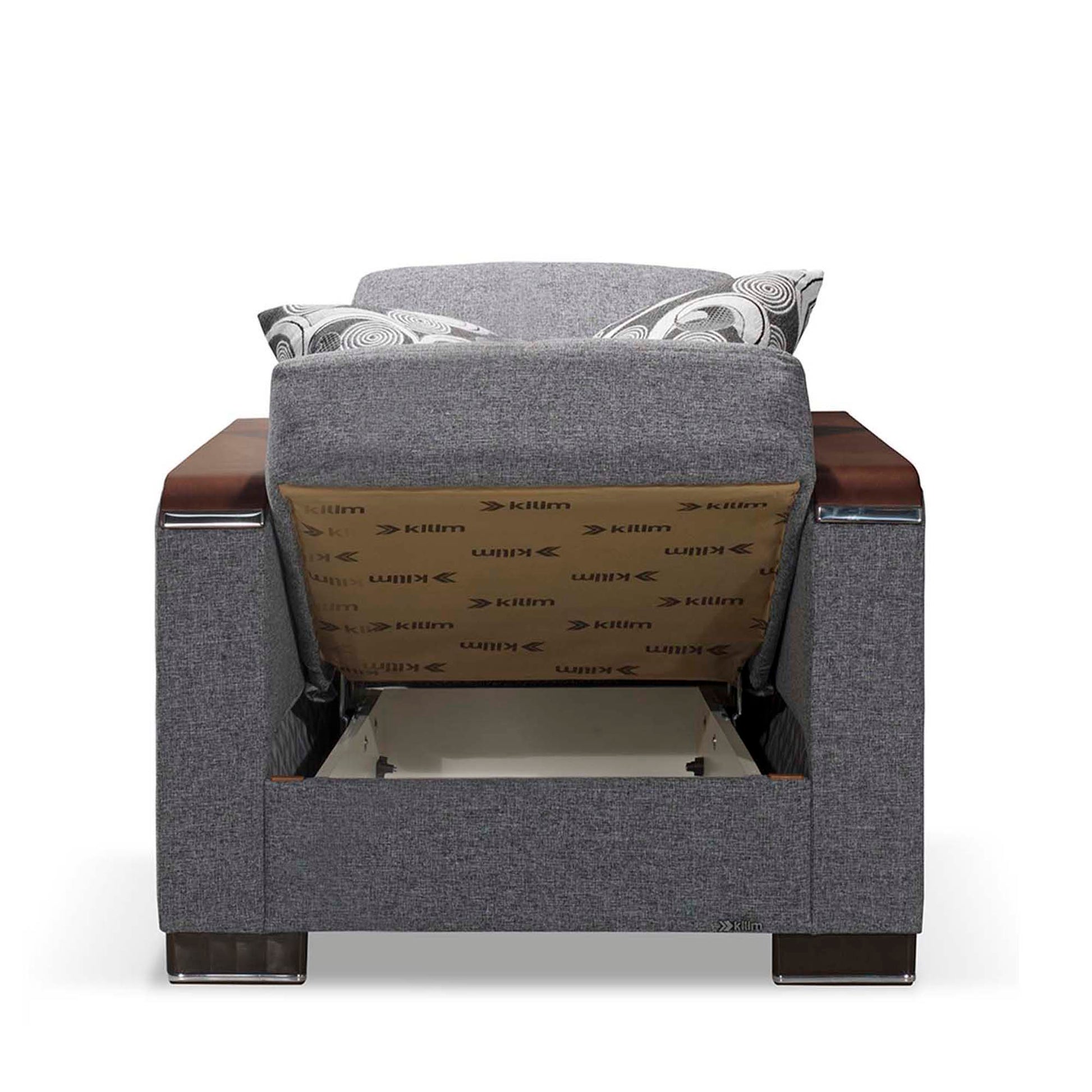 Ottomanson Armada X - Upholstered Convertible Wood Trimmed Armchair With Storage - Polyester