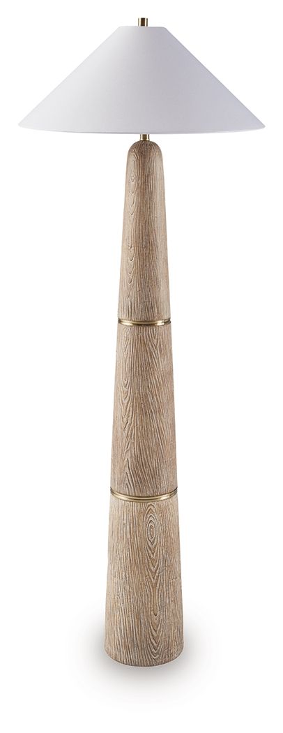 Gasparleigh - Brown / Gold Finish - Poly Floor Lamp