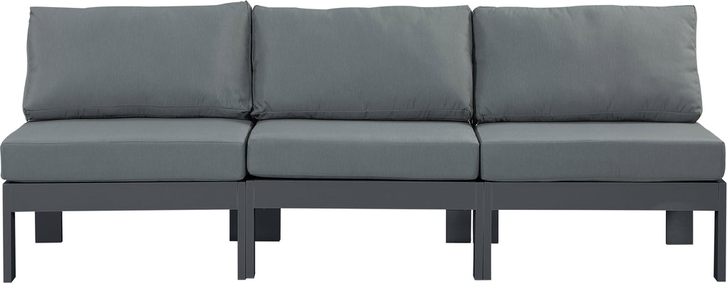 Nizuc - Outdoor Patio 3 Seat Armless Modular Sofa With Gray Frame