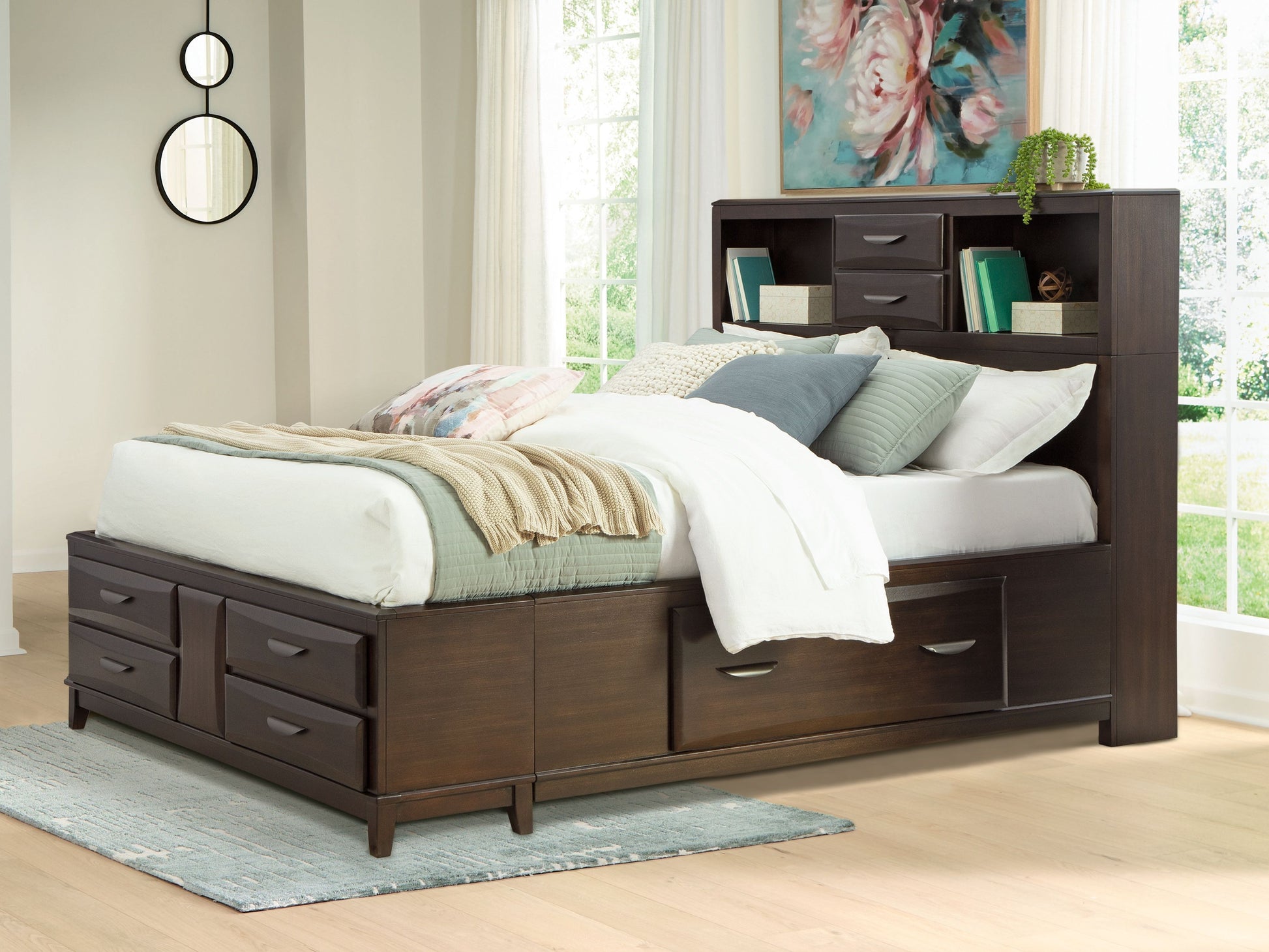 Vanmore - Dark Brown - Queen Storage Bed