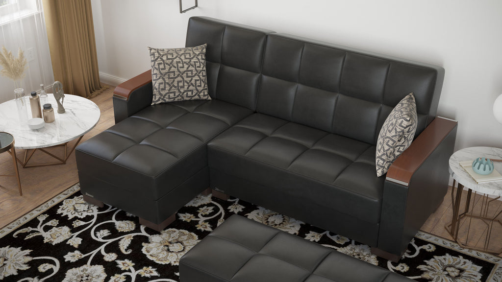 Ottomanson Armada X - Upholstered Convertible Wood Trimmed Chaise Lounge With Storage