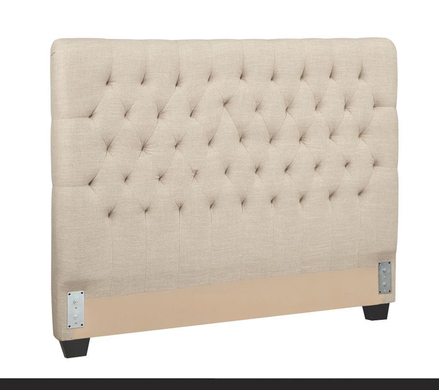 Chloe - Upholstered Full Panel Headboard - Oatmeal