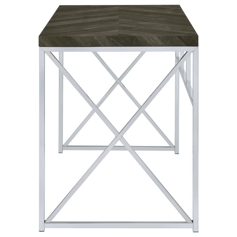 Grimma - Writing Office Desk - Rustic Gray And Chrome