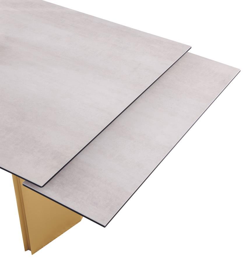 Vesa - Glass Top Extension Dining Table - Beige