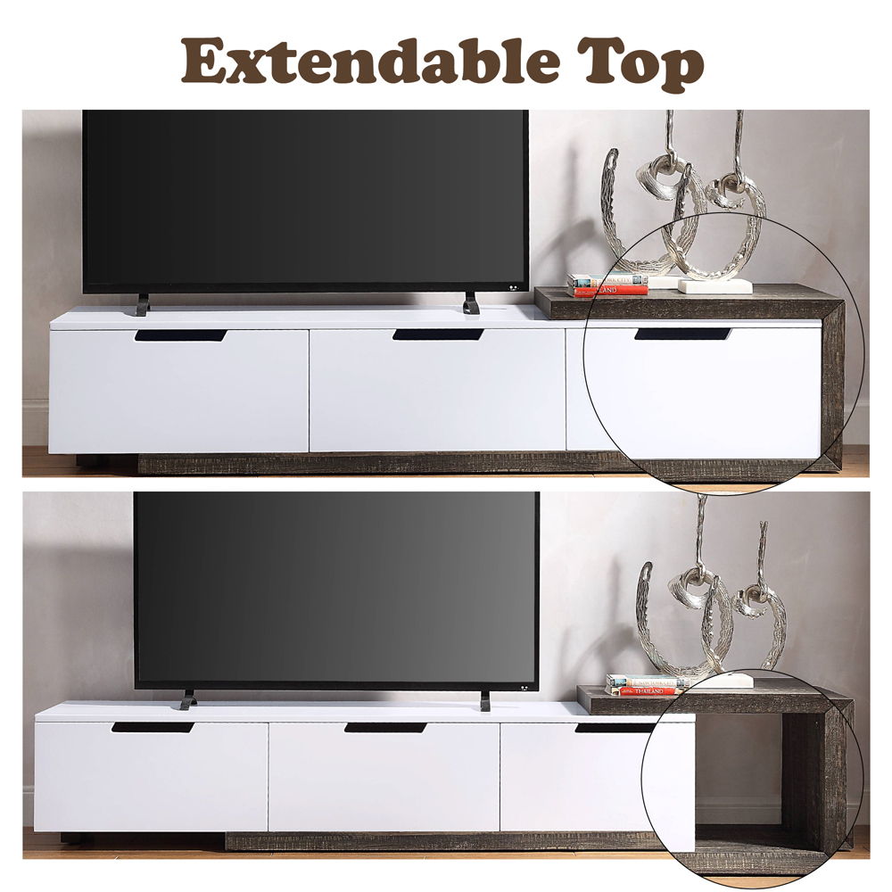 Orion - TV Stand - White High Gloss & Rustic Oak