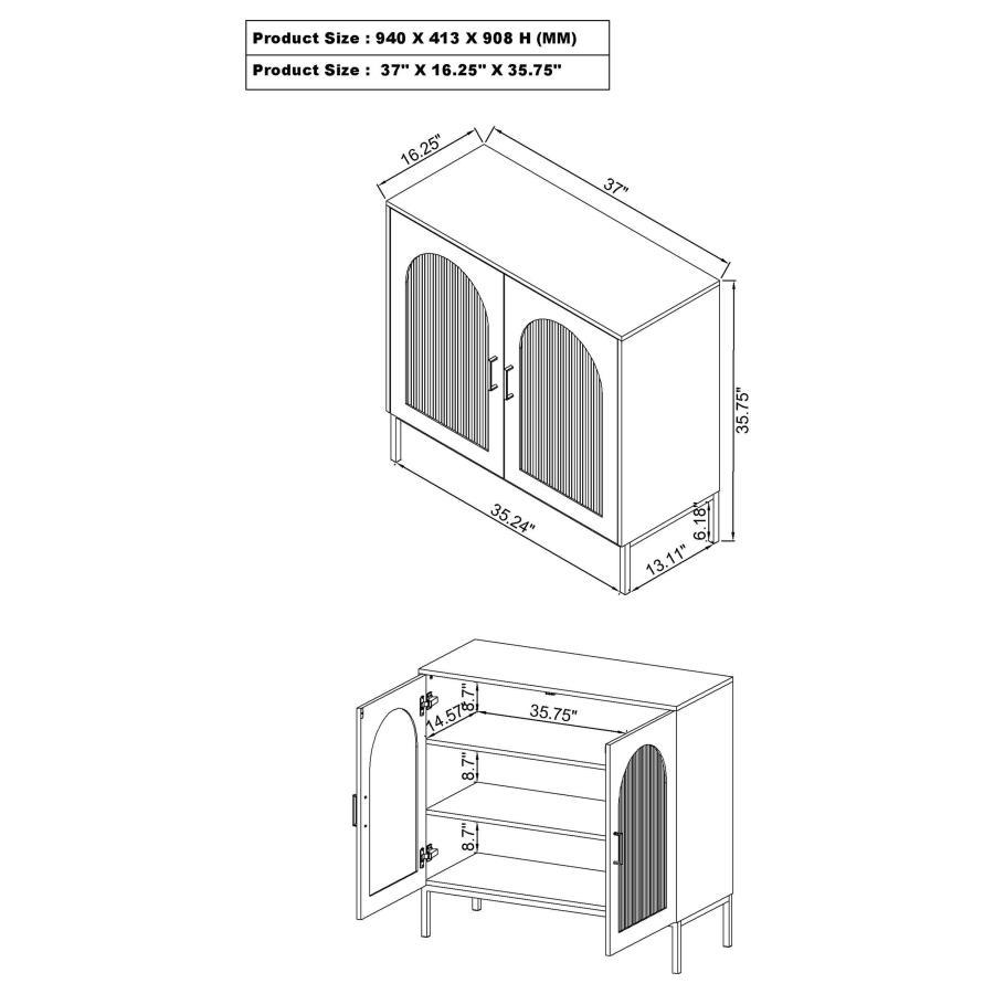 Jess - 2-Door Arched Fluted Glass Accent Cabinet - Black