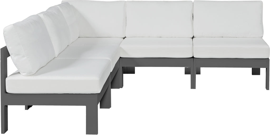Nizuc - Outdoor Patio 5 Piece Modular Sectional With Gray Frame