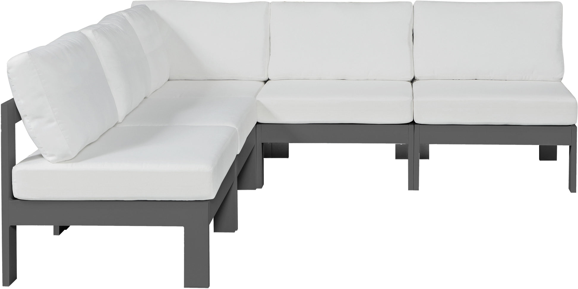 Nizuc - Outdoor Patio 5 Piece Modular Sectional With Gray Frame