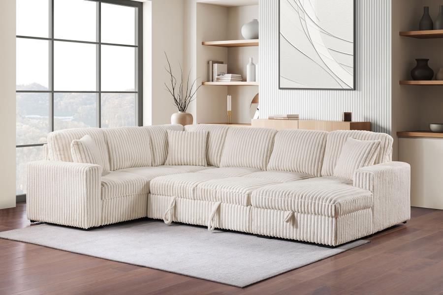 Devonshire - Sleeper Sectional Sofa Storage Chaise - Camel