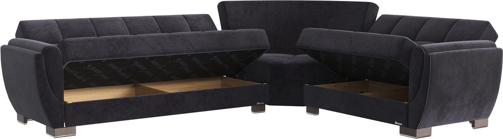 Ottomanson Armada Air - Upholstered Convertible Sectional With Storage - Microfiber