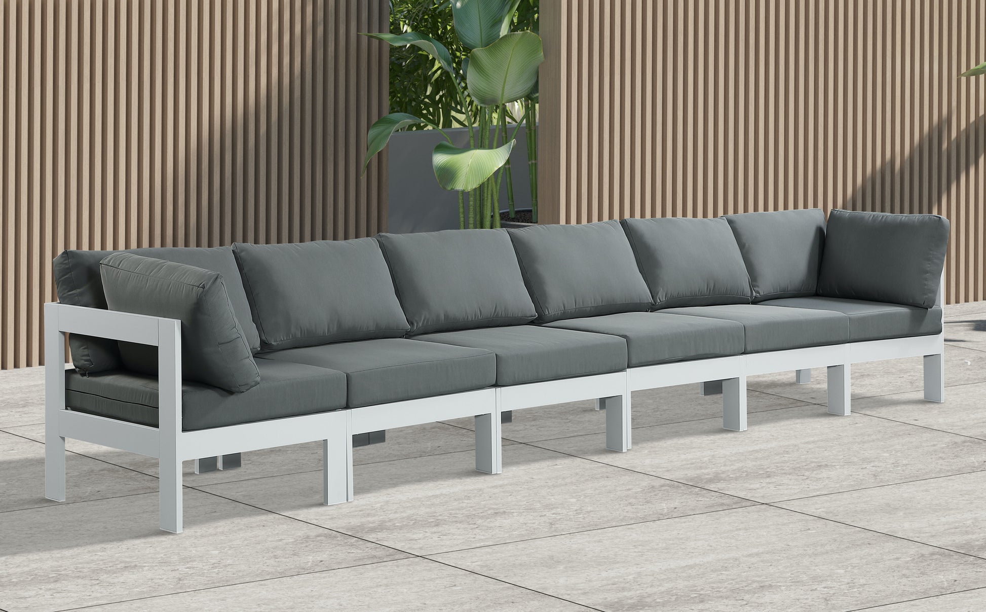 Nizuc - Outdoor Patio 6 Seat Modular Sofa With White Frame