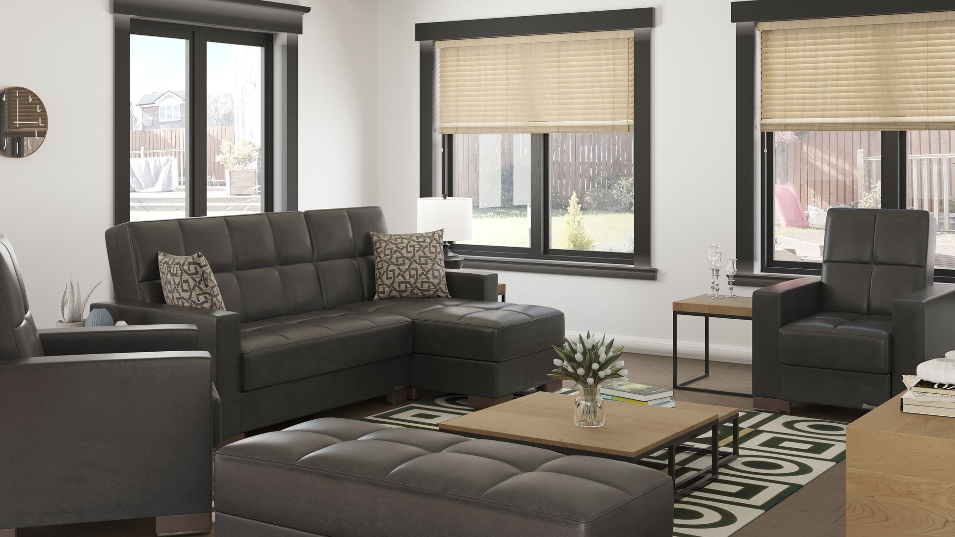 Ottomanson Armada - Upholstered Convertible Chaise Lounge With Storage - PU