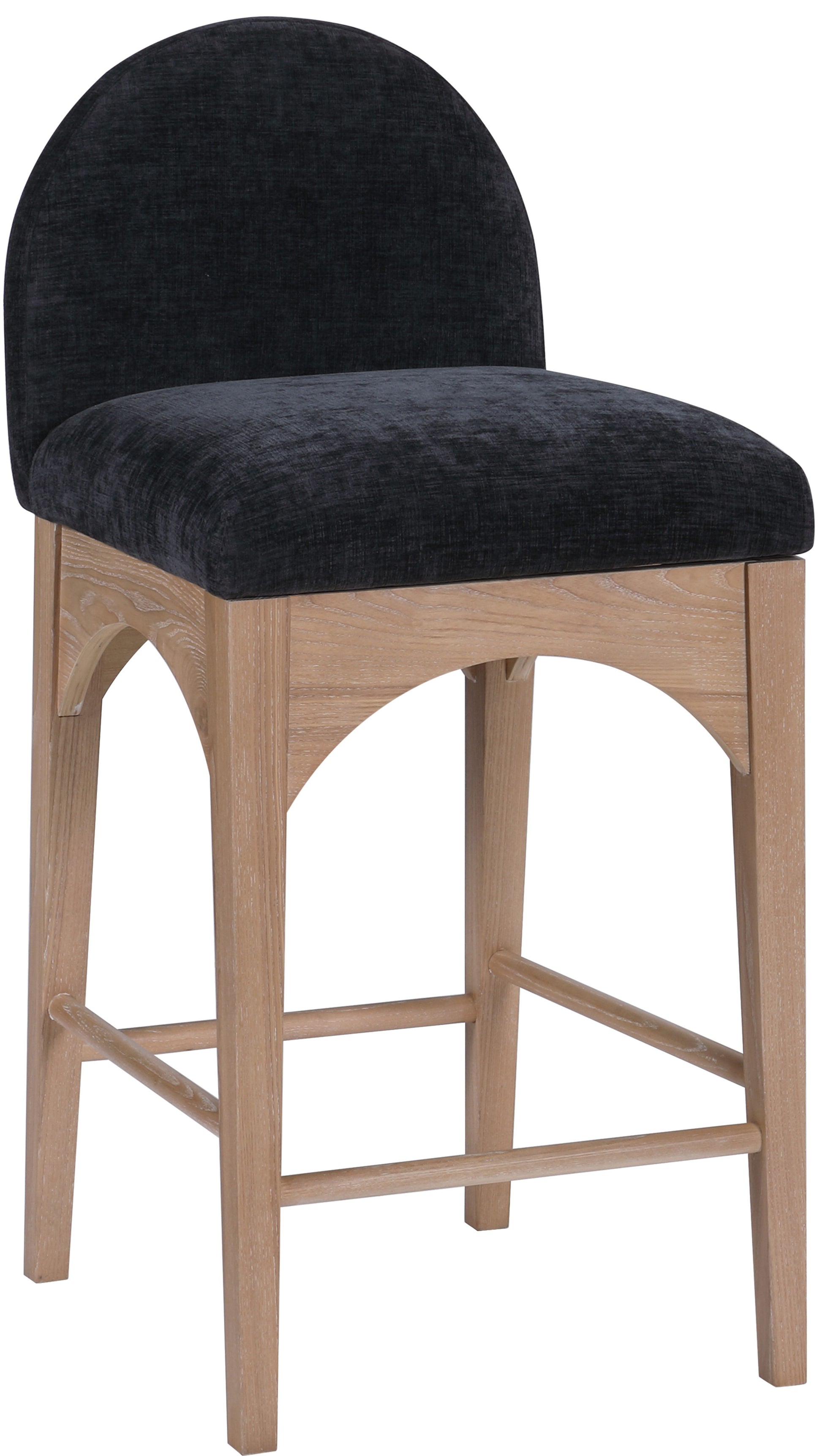 Waldorf - Chenille Stool With Natural Legs