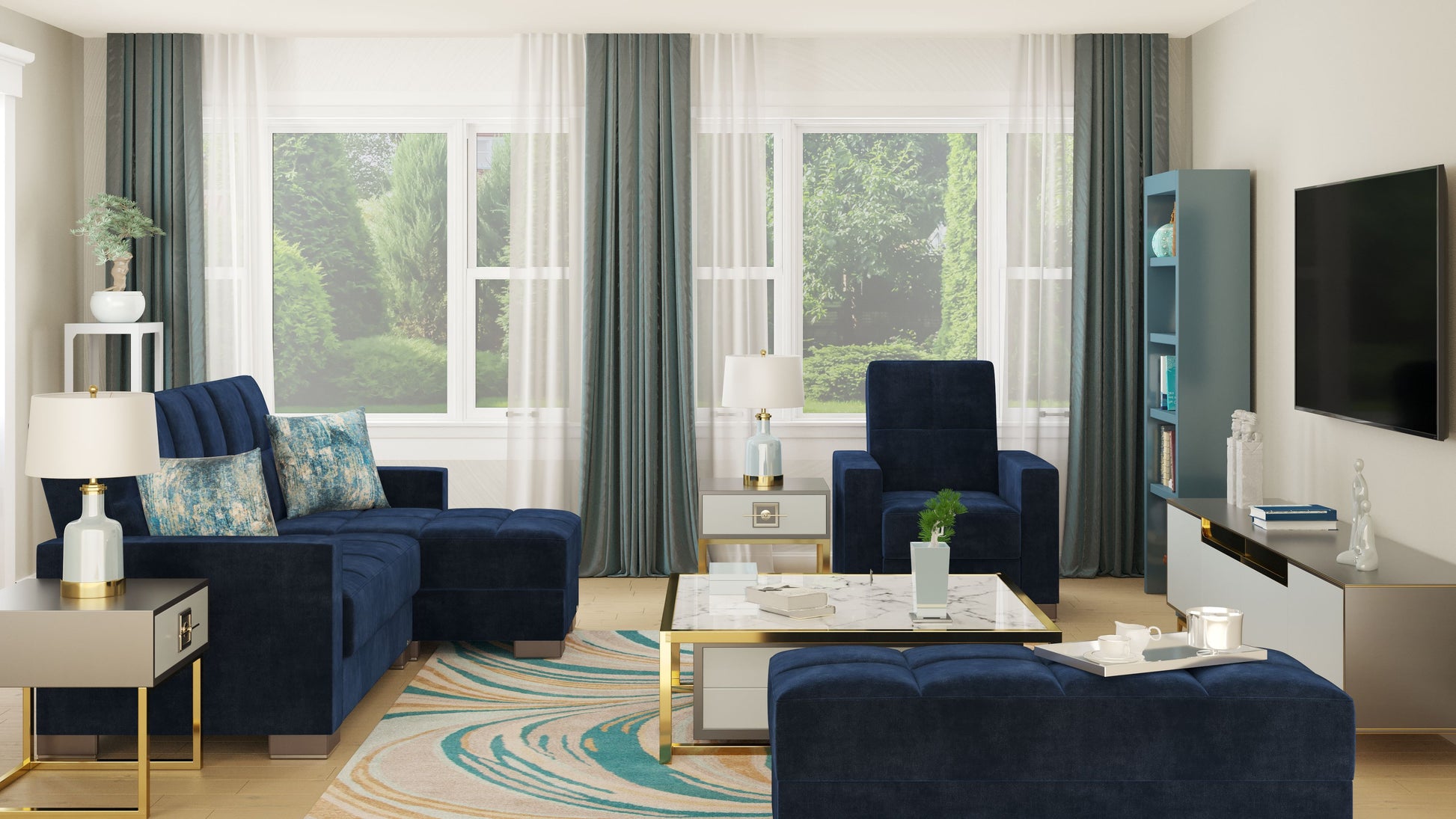 Ottomanson Armada - Upholstered Convertible Chaise Lounge With Storage - Microfiber