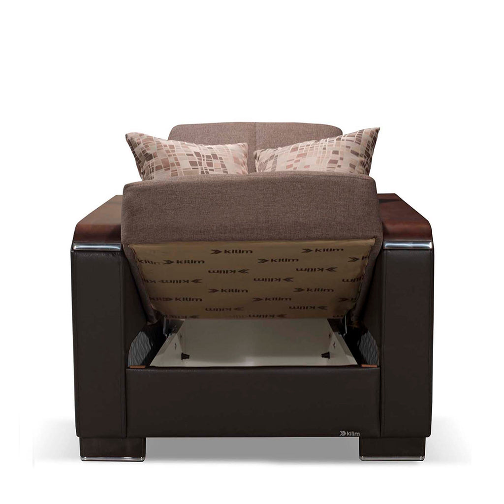 Ottomanson Armada X - Upholstered Convertible Wood Trimmed Armchair With Storage - Polyester