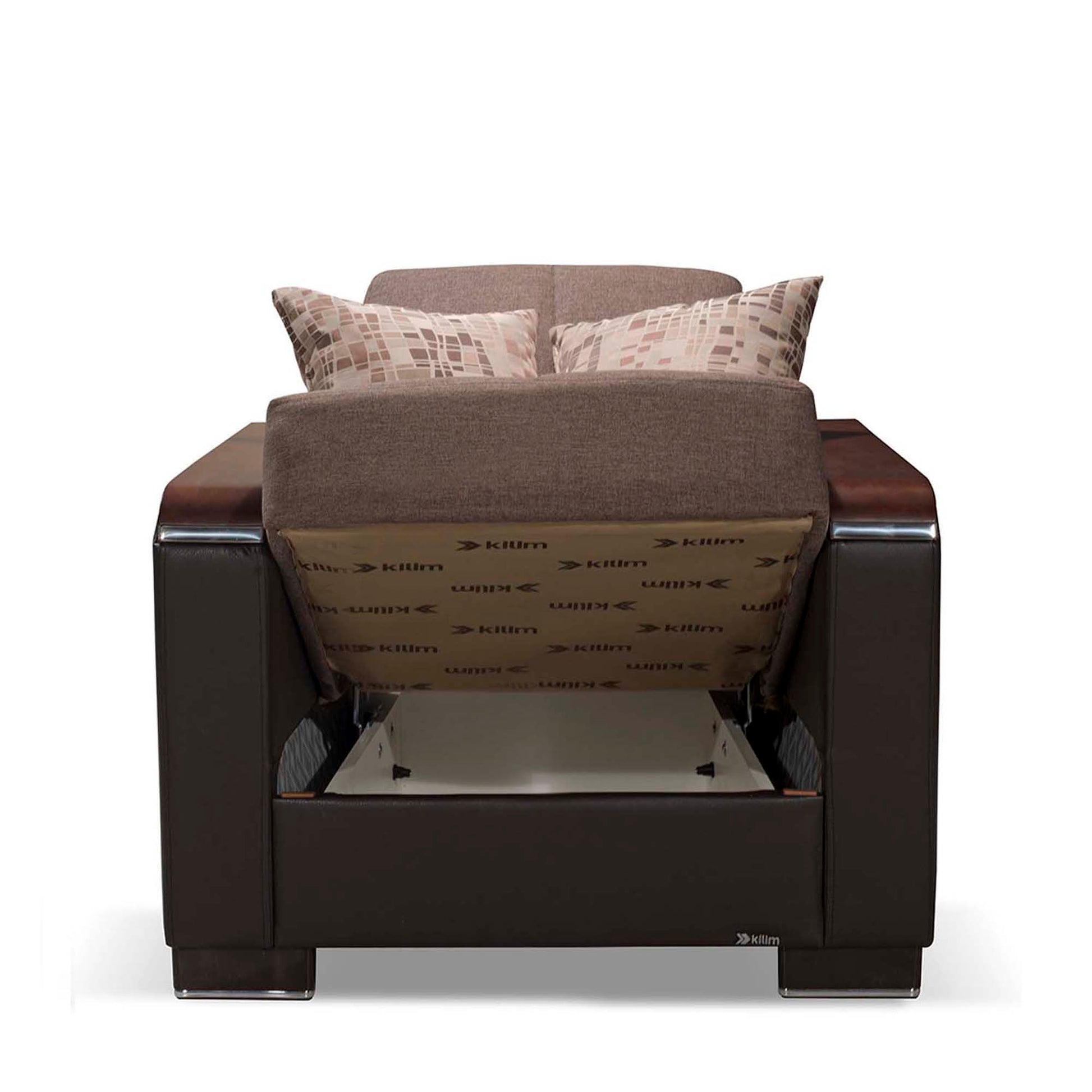 Ottomanson Armada X - Upholstered Convertible Wood Trimmed Armchair With Storage - Polyester