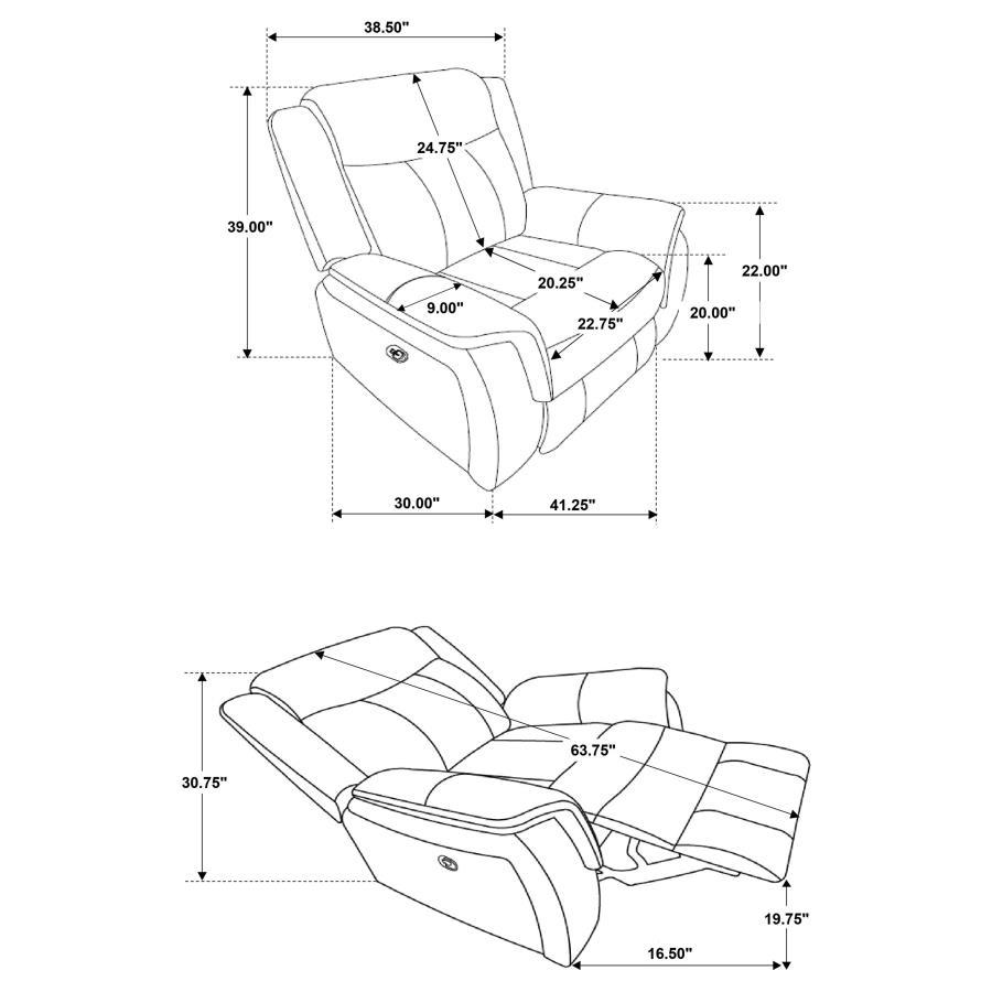 Lawrence - Upholstered Padded Arm Glider Recliner - Charcoal
