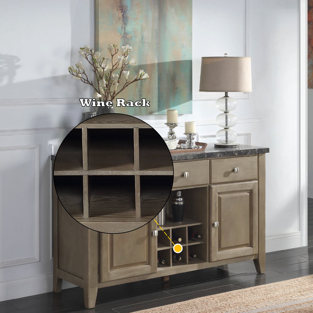 Charnell - Server - Marble & Oak Finish