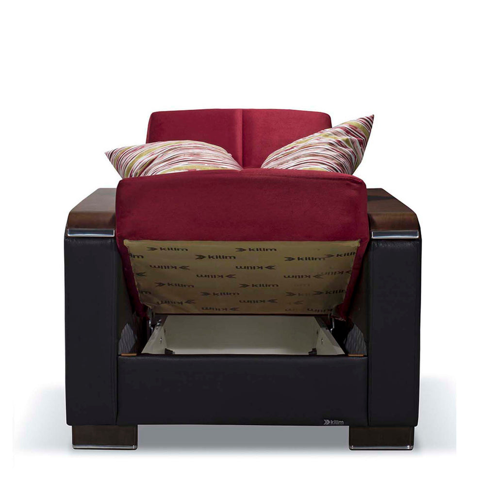 Ottomanson Armada X - Upholstered Convertible Wood Trimmed Armchair With Storage - Microfiber