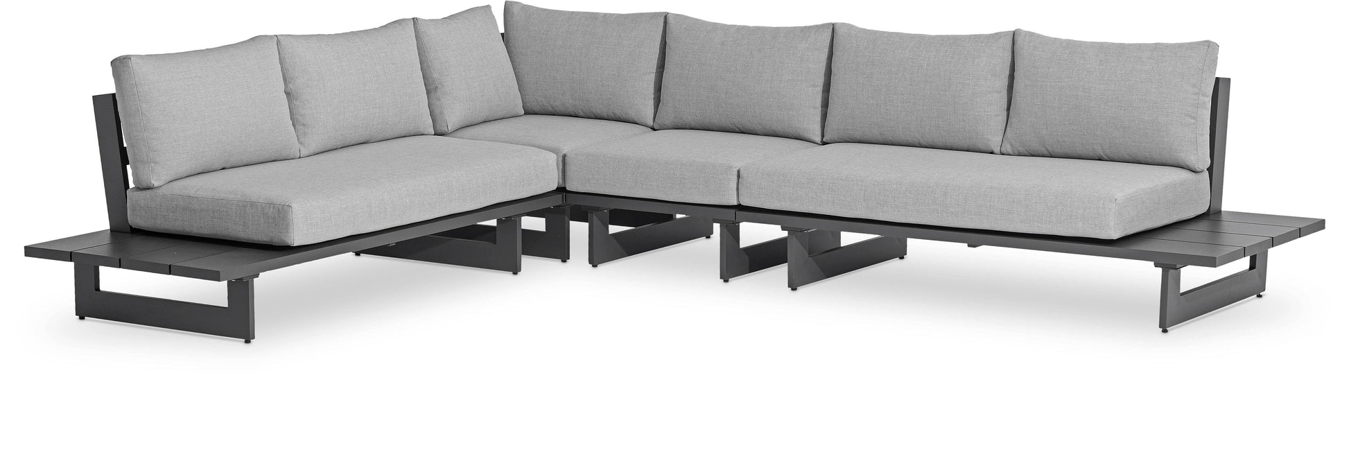 Maldives - 4 Piece Water Resistant Outdoor Patio Modular Sectional With Gray Base