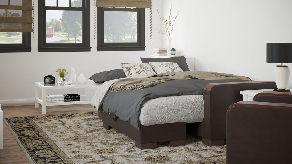 Ottomanson Armada X - Upholstered Convertible Wood Trimmed Chaise Lounge With Storage