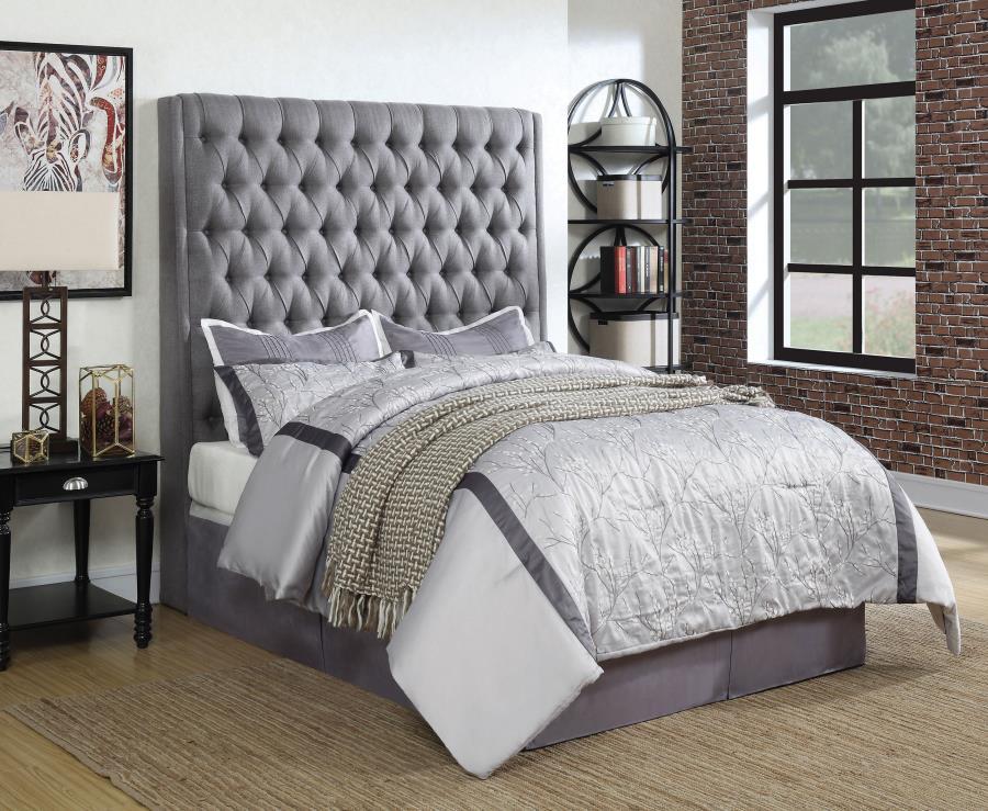 Camille - Upholstered California King Panel Headboard - Gray