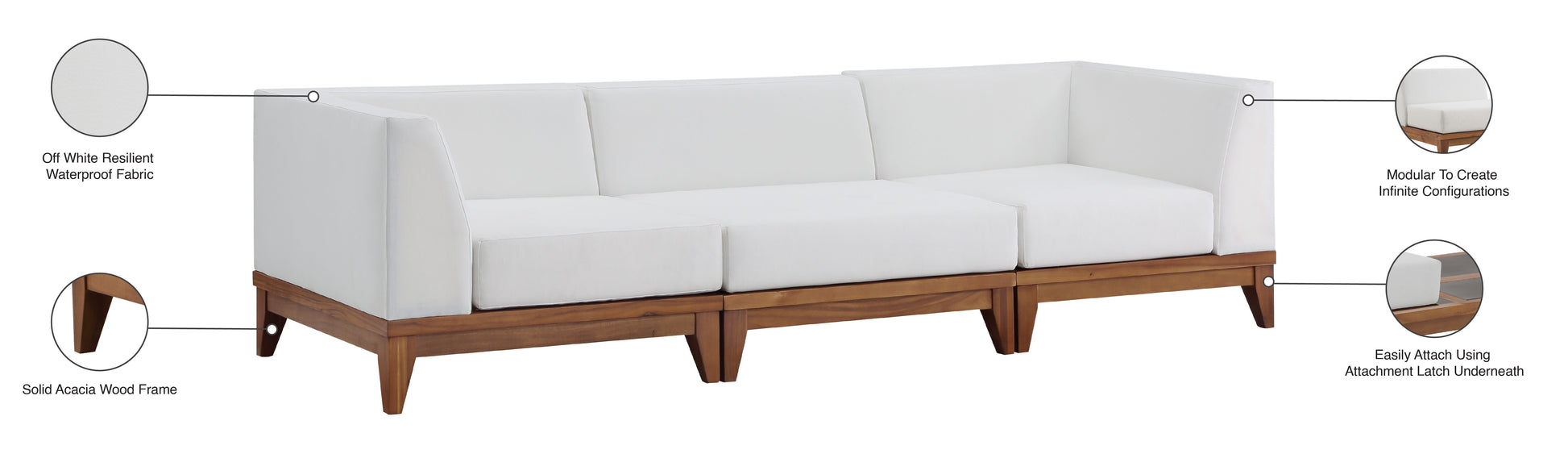 Rio - 3 Seat Modular Sofa - Off White