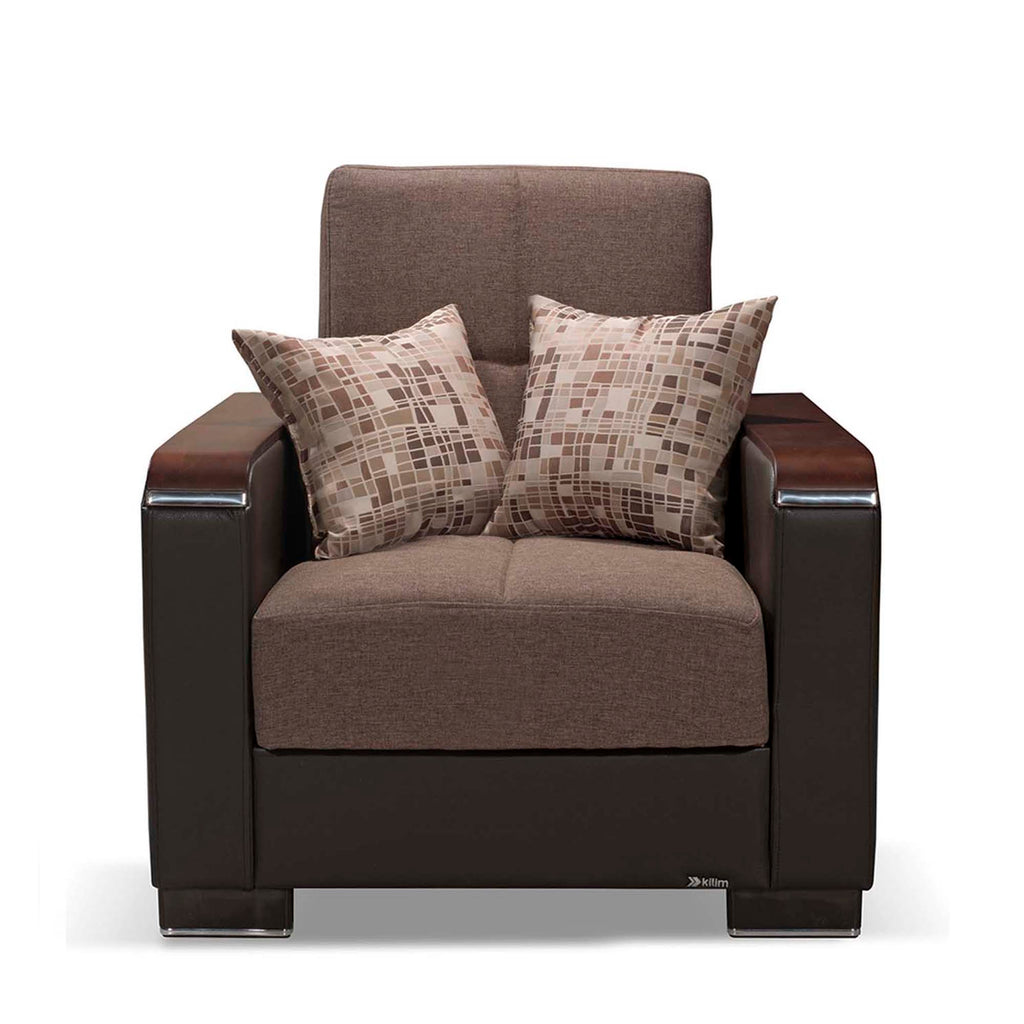 Ottomanson Armada X - Upholstered Convertible Wood Trimmed Armchair With Storage - Polyester