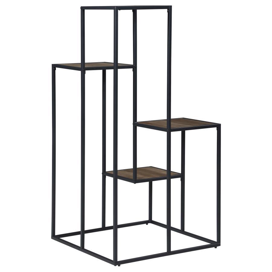 Rito - 4-Tier Multi - Display Shelf - Rustic Brown And Black