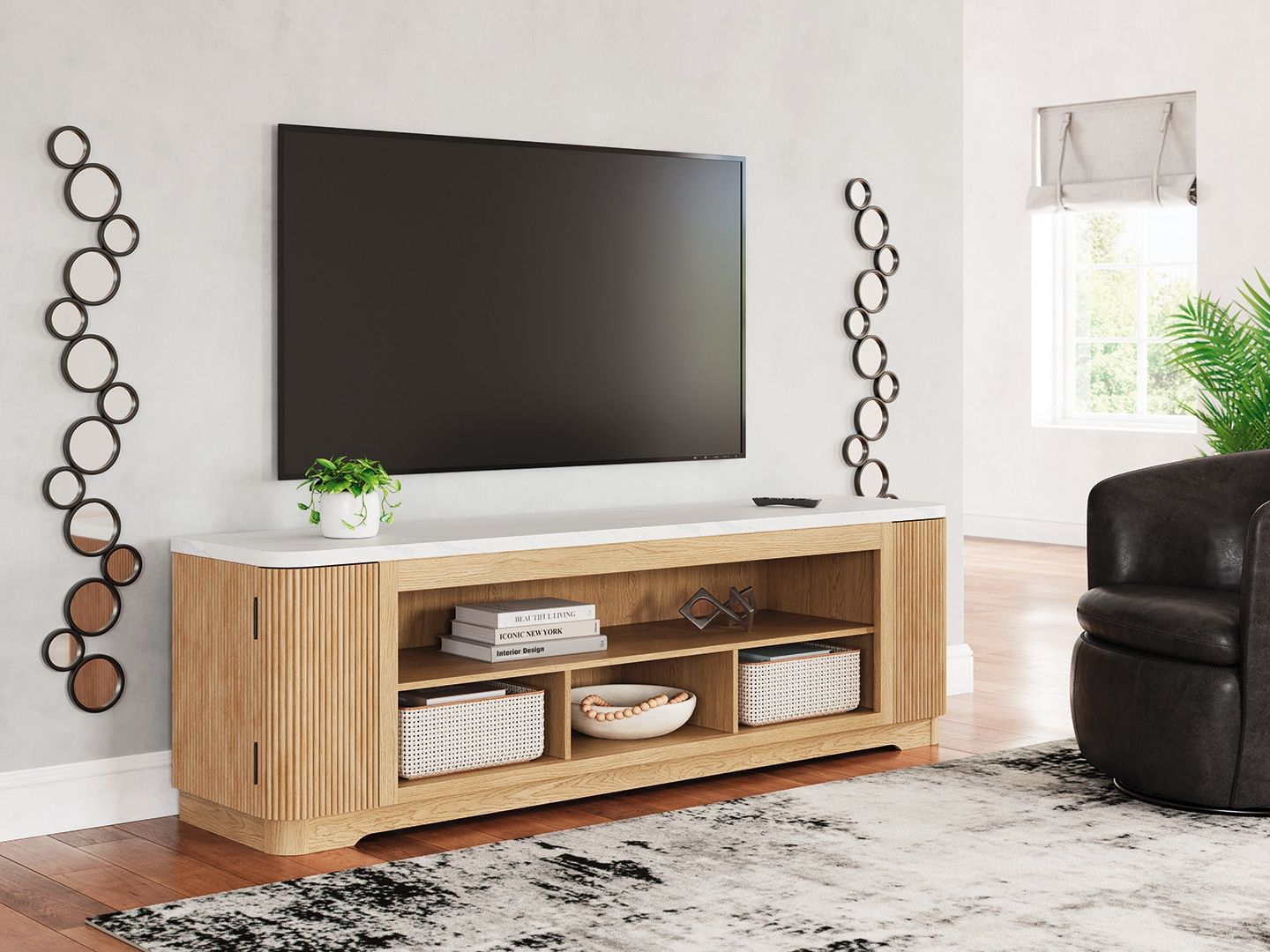 Camdill - Light Brown - XL TV Stand With Fireplace Option