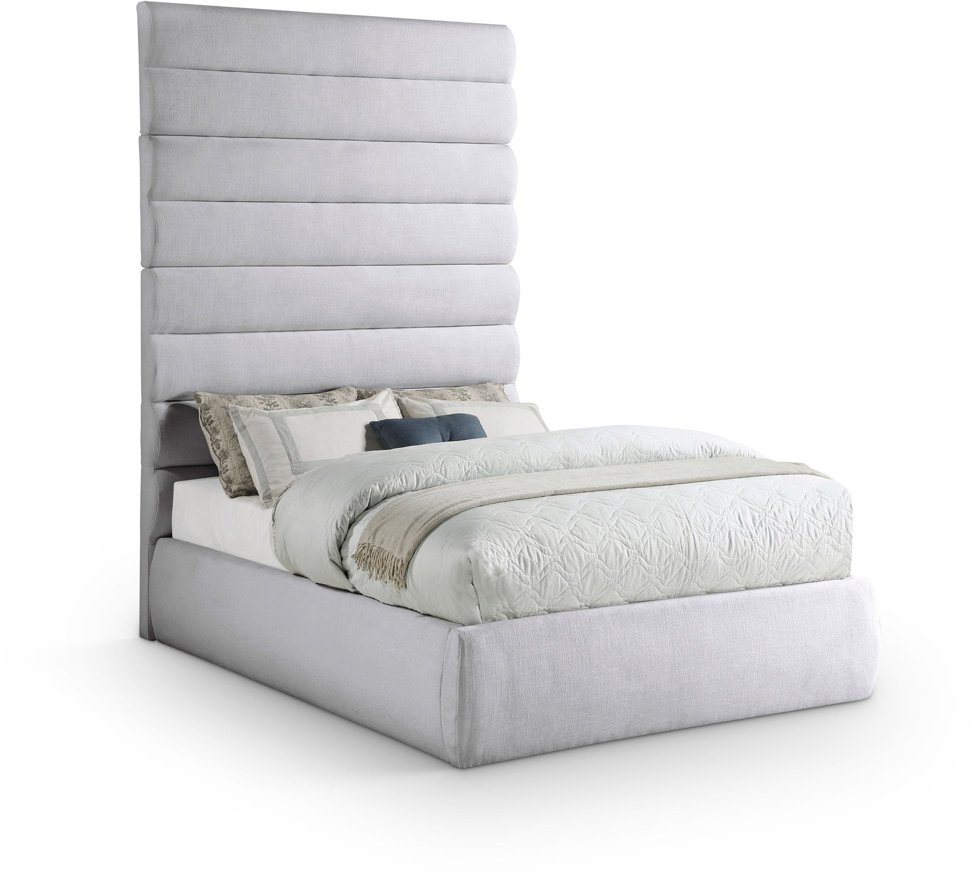 Adam - Linen Fabric Bed With 89" Headboard